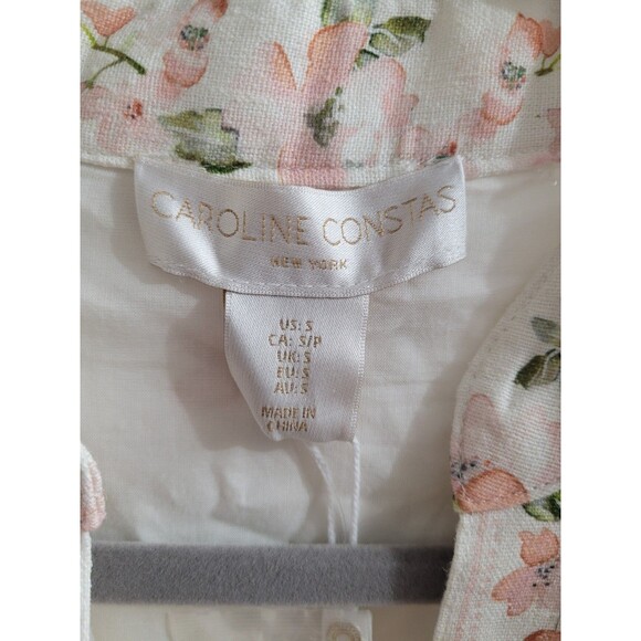 Caroline Constas Linen Blend Maxi Dress NWT Small Floral Button Front Prairie - Picture 2 of 11